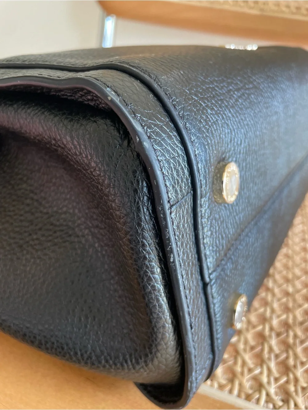 Michael Kors Newbury Medium Chain Black Pebbled Leather Shoulder Tote